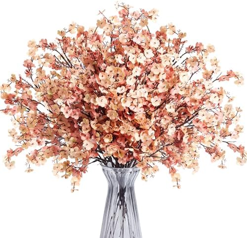 SITUMEIZI 6Pcs Brown Artificial Baby's Breath Flowers 19.3 Inch Silk Gypsophila Bundles Real Touch Fake Flowers for Wedding, Home Decor, DIY Floral Arrangement Fall Table Centerpieces by SITUMEIZI