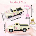Mini Vintage Metal Truck Decor with Bear and Pink Balloons, 5.7 Inch Farmhouse Pickup Tabletop Decoration, Sweet Birthday Gift for Her, Daughter or Granddaughter, Nursery Shelf Desk and Room Decor - Image 3