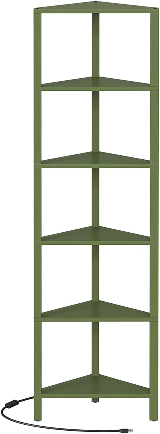 TUTOTAK Corner Shelf with LED Light, 6-Tier Corner Bookshelf - Image 8