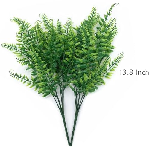 CATTREE Artificial Ferns Shrubs Fake Fern Leaves Boston Grass 8 Pack, Plastic Greenery Plants Bushes for Home Indoor Outdoor Garden Verandah Kitchen Planter Filler DIY Wedding Party Decoration 8 Pcs - Image 3