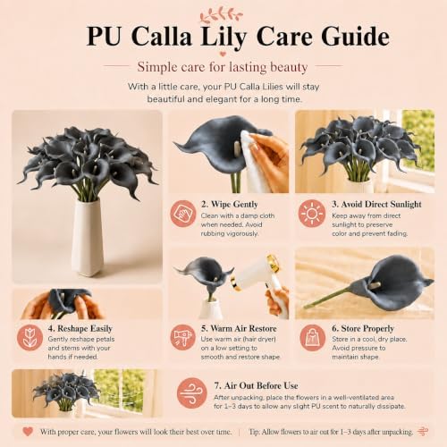 Mandy's 20pcs Dark Grey Calla Lily Artificial Flowers - Image 6