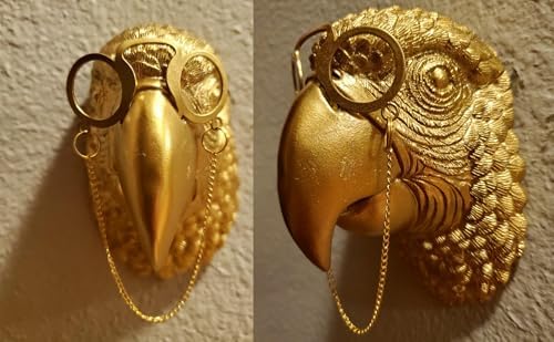 Juedawyal Gold Parrot Animal Head for Wall Decor with Glasses, Resin Animal Wall Sculpture for Home Living Room Bedroom & Office Accent - Image 5
