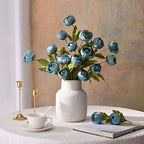 Waipfaru 6 Pcs 27" Faux Peonies Artificial Flowers for Vase, Blue - Image 3