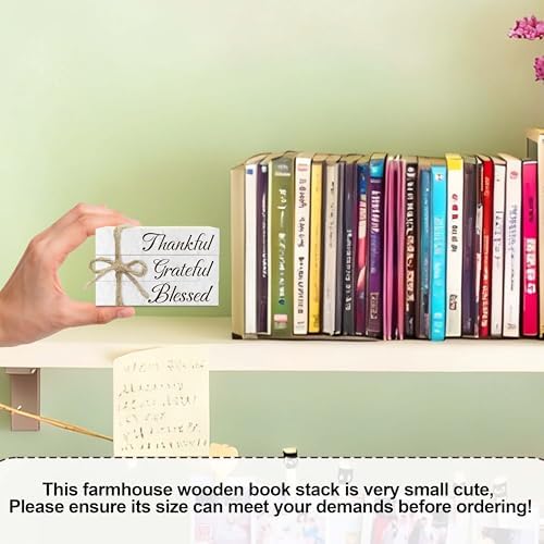 Decorative Books For Home Decor, Wood Book Stack For Table Decor, Thankful Grateful Blessed Decor Books For Living Room Bookshelf Office Coffee Bar, Thanksgiving Farmhouse Stacked Books Decor (L28) - Image 4