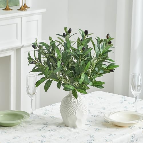 10 PCS 18 Inch Olive Tree Branches Greenery Stems Artificial Plants Faux Olive Branch for Vase Realistic Green Stem Home Decor Indoor - Image 2