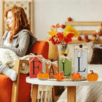 WOHOHOHO 8Pcs Wooden Fall Decorations for Home, "FALL" Wood Table Decor, Pumpkin & Maple Leaf Signs. Rustic Wooden Autumn Thanksgiving Decorations for Home Office Room Bedroom Mantel Tiered Tray - Image 6