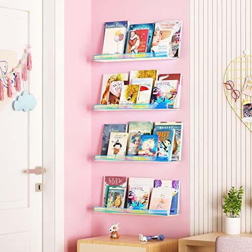 upsimples 2 Pcs 15" Iridescent Acrylic Shelves for Wall Decor and Display - Image 2