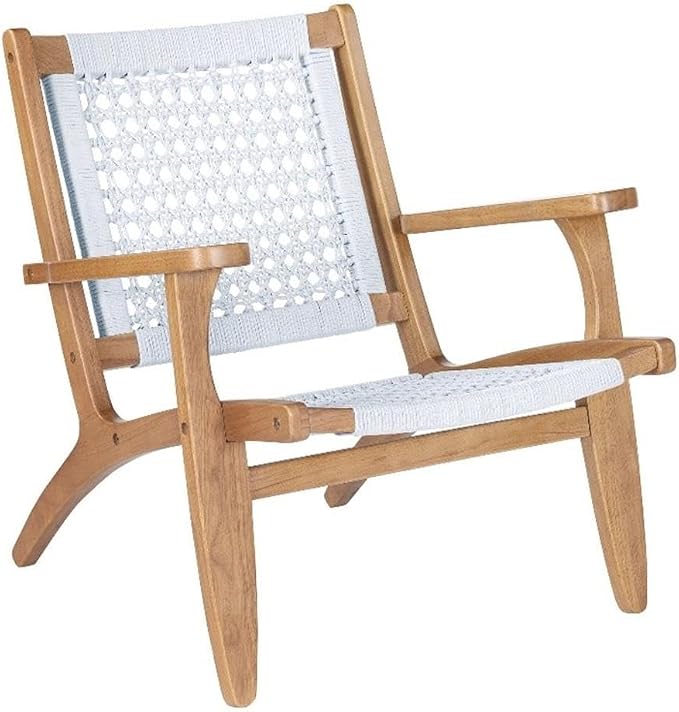 Bowery Hill Hexagon Woven Rope Accent Chair, Rubberwood Frame, Light by BOWERYHILL