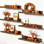 upsimples Floating Shelves for Wall Decor and Storage, Brown, 6Pcs 15.7'' by upsimples