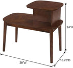 Furnifact Brown Chairside End Table, 2 Tier Shelves, Mid-Century Style Solid - Image 3