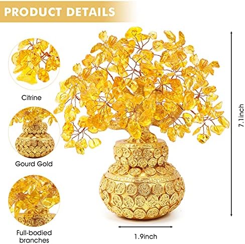 Feng Shui Citrine Multicolor Crytal Money Tree Bonsai with Chinese Decoration for Luck and Wealth - Image 2
