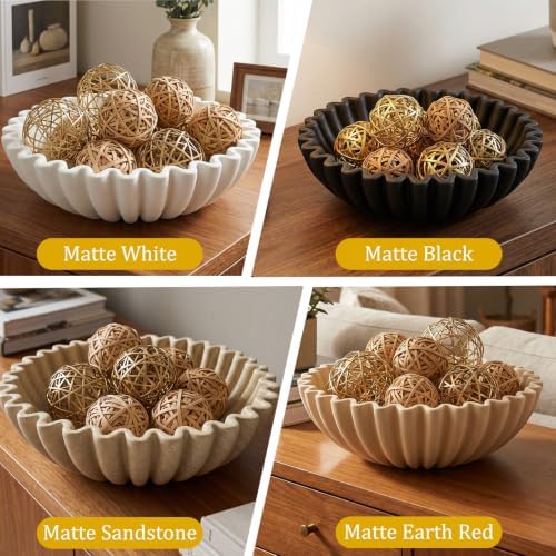 Decorative Bowls for Home Decor (Large White, 10''x 3'') - Image 6