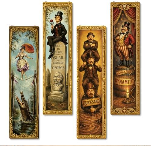 Vintage Halloween Sign,4 Pcs Halloween Hanging Signs,Rustic Wood Wall Decor by SUSZDOU