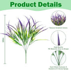 Uieke 28 Bundles Artificial Outdoor Plants UV Resistant Fake Grass Plants Faux Plastic Plants Greenery Shrubs for Home Garden Pathway Window Box Front Porch Cemetery Spring Summer Decor, Purple - Image 3