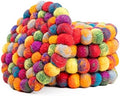 Round Felt Ball Coasters - Wool Table Coasters - Felt Coaster Pads, Absorbent Trivet for Drinks - Heat Resistant, Thick & Durable Hand Felted in Nepal by Woolygon- Multi-Color - Set of 5 by Woolygon