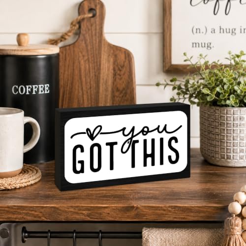 3x5 Encouragement Wooden Block Sign, You Got This, Black Frame - Image 3