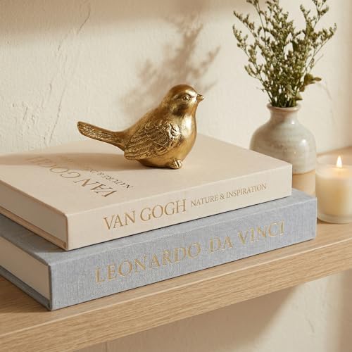 Aesthetic Decorative Books - Set of 2 Linen Boxes with Gold Lettering, Enhance Your Coffee Table, Bookshelf or Mantle Decor - Fake/Faux Books for Home Decoration, Photo & Keepsake Storage - Image 4