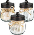 SheeChung 3 Pack Glass Mason Jar Qtip Holder with ORB Stainless Steel Lids by SheeChung