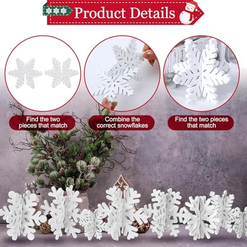 Wenqik 16 Pcs Wooden Snowflake 3D Centerpieces,White - Image 5