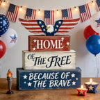 4th of July Table Decorations Patriotic Memorial Day Tiered Tray Decor Wooden Eagle Block Signs Independence Farmhouse 250th July Fouth Centerpiece for Tables Wooden Sign for Home Decor - Image 6