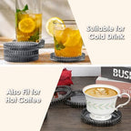 Modern Clear Coaster Set of 5- Glass Coasters for Drinks, Clear Black - Image 5