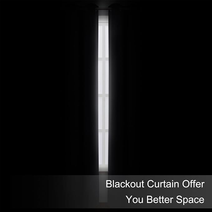 Dark Grey Blackout Curtains/38 x 54 Inch/Set of Two Panels Grommet Living Room - Image 3