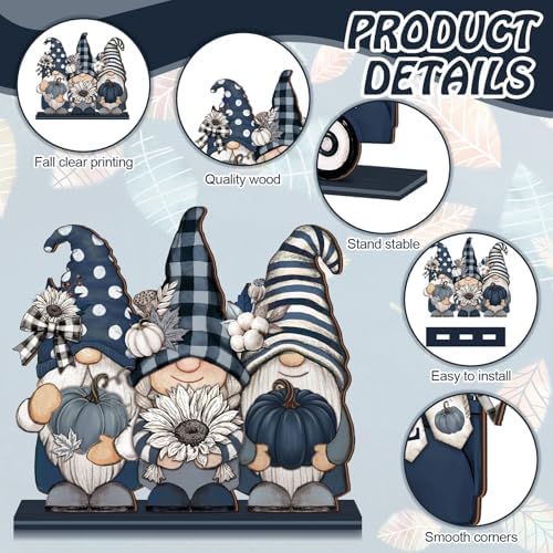Wenqik 6 Pcs Fall Wooden Table Decorations for Home, Farmhouse Pumpkin - Image 4