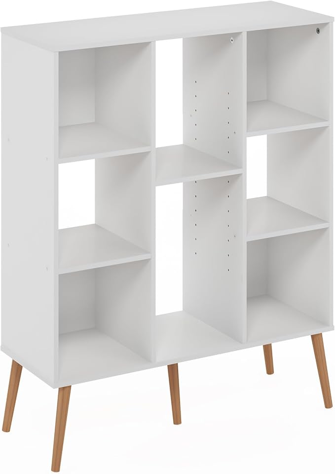 Furinno Claude Mid Century Style Book Shelf, 8-Cube Bookshelf, Cube Storage - Image 5