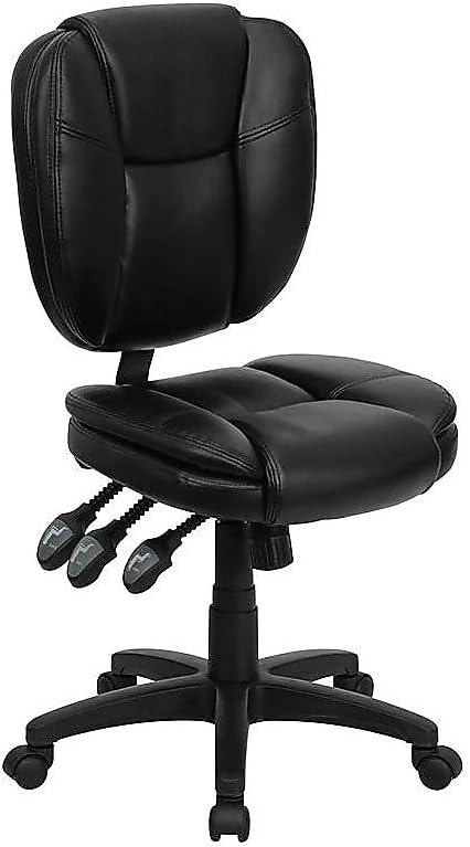 Flash Furniture Caroline Mid-Back Black LeatherSoft Multifunction Swivel - Image 4