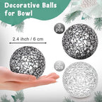 6 Pcs 2.4" Black & Silver Mosaic Glass Decorative Balls for Bowl - Image 2