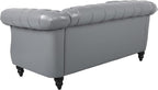 LEVNARY Leather Sofa, Chesterfield Tufted Upholstered 2 Seater Couch, Modern - Image 5