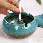 Lependor Ceramic Ashtray with Lids, Windproof, Cigarette Ashtray for Indoor or Outdoor Use，Ash Holder for Smokers,Desktop Smoking Ash Tray for Home Office Decoration - Blue - Image 4
