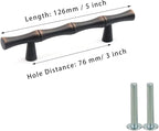 2PCS Bamboo Cabinet Pulls 3 Inch Hole Distance Dresser Handle Black and Red - Image 2