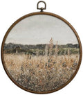 Round Wall Decoration, Vintage Floral Field Landscape Wall Art, Printed Canvas Wall Hanging for Bedroom Kitchen Home Office, Living Room Wall Art, Dorm Decor, Circular Wall Hanging with Hooks,21 by Unknown