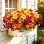 6 Bundles Artificial Fall Morning Glory Flowers for Outdoors, UV Resistant No Fade Fake Faux Fall Flowers with Maple Leaves for Thanksgiving Farmhouse Harvest Home Garden Patio Decor - Image 5