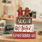 Marsui 4 Pcs Christmas Gingerbread Table Decorations Wooden Sign Blocks - Image 2