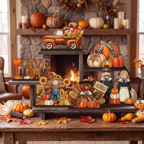 Wenqik 6 Pcs Fall Wooden Table Decorations for Home, Thanksgiving Harvest - Image 6