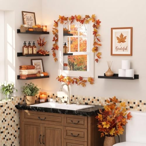 upsimples Floating Shelves for Wall Decor and Storage, Black, 6Pcs 15.7'' - Image 2