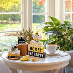 11 Pcs Bee Table Decorations Bee Tiered Tray Decorations Set Gnome Stack Signs Honey Farmhouse Rustic Wooden Table Centerpieces for Home Party - Image 5