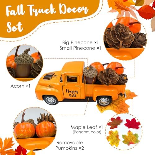Thanksgiving Fall Decorations Indoor Farmhouse Vintage Metal Truck - Image 3