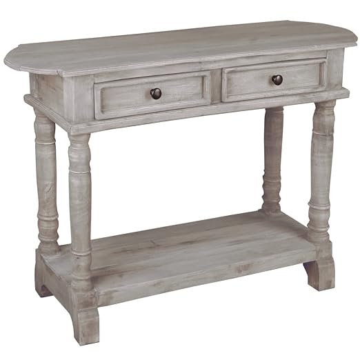 Sunset Trading Shabby Chic Cottage Table, Two Drawer, Natural limewash by SunsetTrading