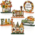 Wenqik 6 Pcs Fall Wooden Table Decorations for Home, Gnome and Truck by Wenqik