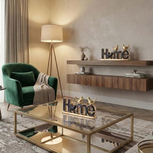 Love Sign Decor,Gold Room Decor Aesthetic, Knick Knack Shelf,Bird Decor, Boho Bookshelf,Abstract Statue,for Living Room,Bedroom, Contemporary Tv Stand Set of 2 (2, Gold Black) - Image 4