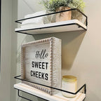 Boho Farmhouse Wooden Framed Bathroom Decor Signs, Funny Restroom Decorative Plaque Small Cute, Toilet Rules Shelf Decoration (Hello Sweet Cheeks) - Image 3