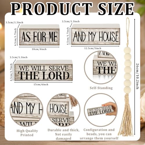 Yuntau 4 Pcs Farmhouse Christian Table Decor Stacked Wooden Block Sign - Image 4