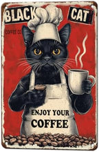 Metal Signs Black Cat Coffee Company Enjoy Your Coffee Sign Funny Vintage Tin Sign Sign Retro Wall Decor For Home Kitchen Office Farmhouse Yard Garden Shop Cafe Poster 12x8 Inch by KIYOYOHomeIsOurHappyPlace