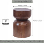 Solid Wood Stool & Sofa Side Table, Rustic Hourglass Wabi-Sabi Accent Coffee - Image 2