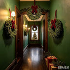4 Pcs Small Christmas Hanging Wreaths with Artificial Cedar Pine Greenery Burgundy Dark Red Velvet Ribbon Mini Front Door Wreath for Porch Window Cabinet Wall Farmhouse Christmas Winter Holiday Decor - Image 6