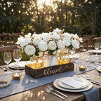 3 Pcs Mason Jar Table Centerpieces for Dining Room with Wood Tray&Led Light - Image 6