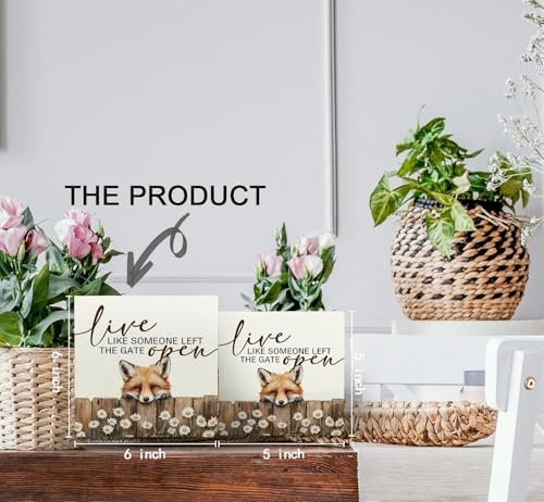Fox Wooden Box Sign - Rustic Farmhouse Live Like Someone Left the Gate Open Signs for Home Decor,Farm Cottagecore Animal Office Kitchen Bedroom Decor,Fox Gifts for Women Men, 6x6 - Image 6
